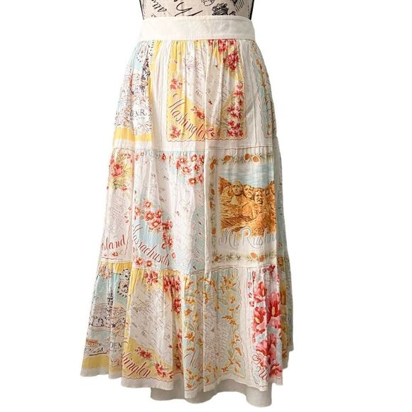 Aquarius Dresses & Skirts - Aquarius X Anthropologie Postcard US States Multi-Color Midi Skirt in Size US 8